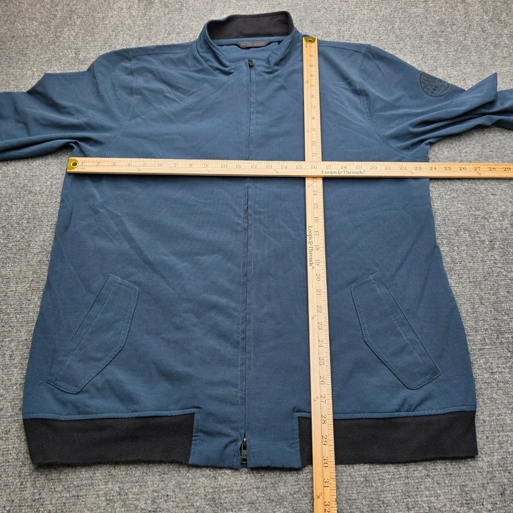 Travis Mathew Men Medium M Blue Full Zip Jacket Pima Cotton Manito Golf Pro Shop